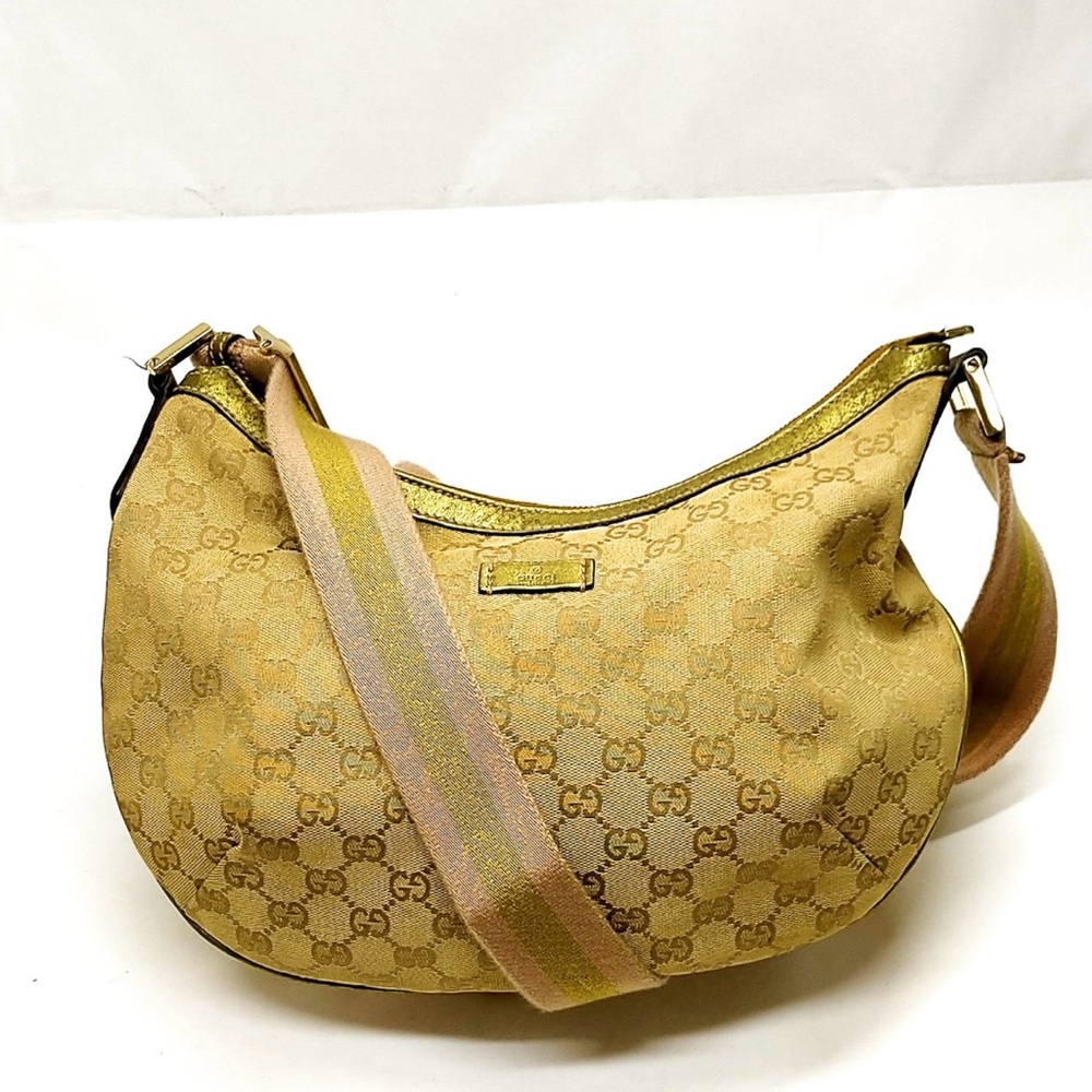 Gucci Shoulder Bag Sharry Line Mustard Brown Canvas 1635511